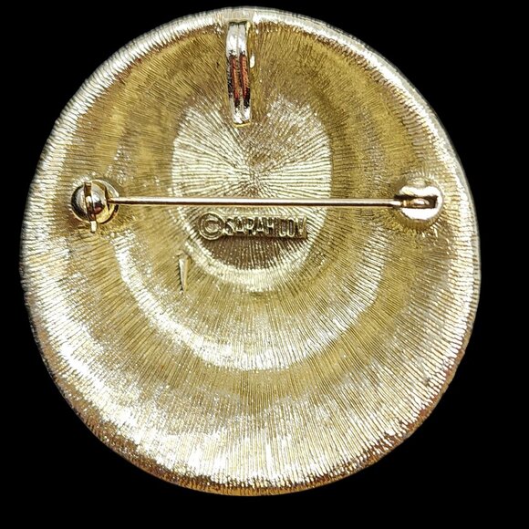 Vintage Sarah Coventry Brooch With Green Stone & Gold Tone Metal - Picture 4 of 5